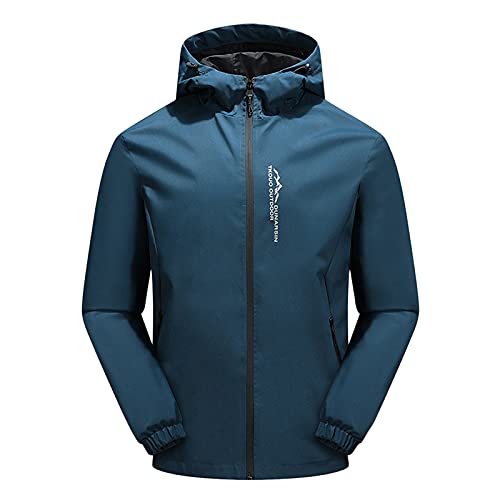 Herren Regenjacke Wasserdicht Atmungsaktiv Winddichte Softshelljacke Leicht Reißverschluss Funktionsjacke 2024 Frühjahr Outdoor Wanderjacke mit Kapuze von Generic