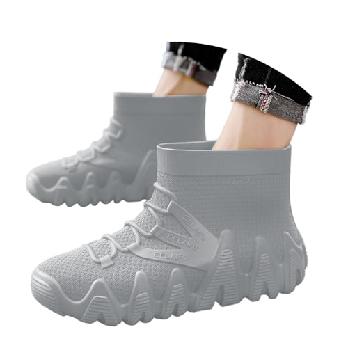 Herren Regenstiefel wasserdichte Gummistiefel für Outdoor Arbeit Garten Wandern Angeln mit Rutschfester Sohle robuste Stiefel für Männer (B-Grey, 39) von Generic