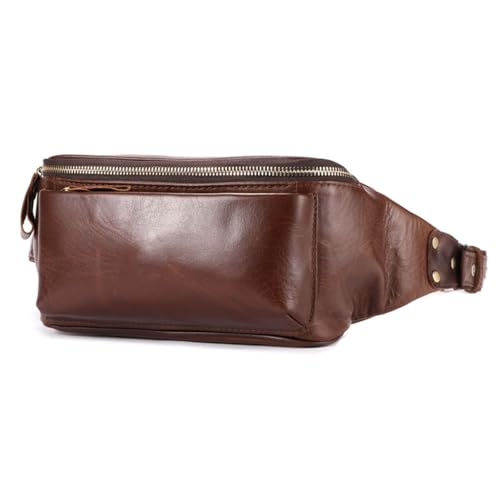 Herren Retro Echtleder Hüfttasche Breiter Schultergurt Multi-Fach Design für Alltag und Reise, Braun, Medium Herren Retro Echtleder Hüfttasche Breiter Schultergurt Multi-Fach Design für Alltag und Reise, Braun, Medium von Generic