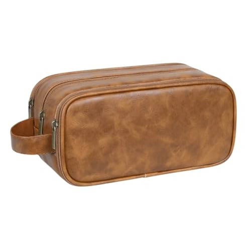 Herren Retro Große Kapazität Make-up Tasche Reise Kulturbeutel Waschbeutel Braun(Brown) von Generic