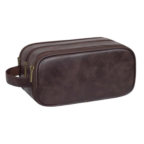Herren Retro Große Kapazität Make-up Tasche Reise Kulturbeutel Waschbeutel Braun(Coffee) von Generic