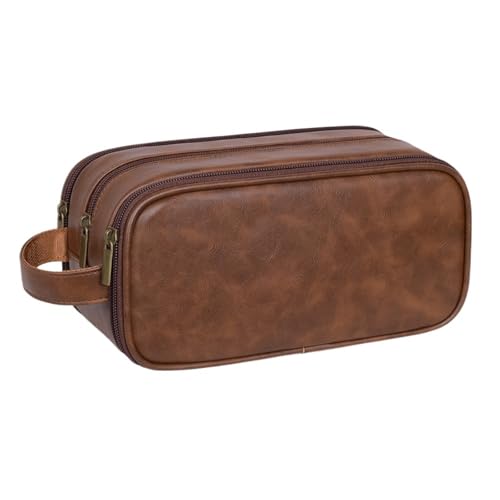 Herren Retro Große Kapazität Make-up Tasche Reise Kulturbeutel Waschbeutel Braun(Dark Brown) von Generic