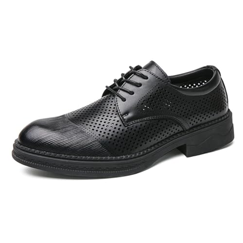 Herren Retro Kleid Schuhe Leder Formell Business Oxfords Aushöhlen Anzug Smoking Unkraut Jäten Abschlussball Schuhe,Schwarz,43 EU von Generic