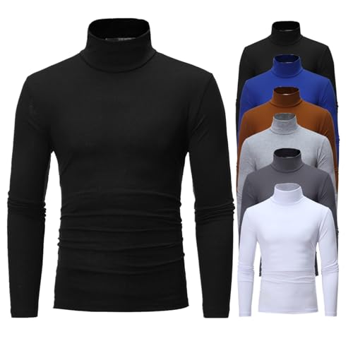 Herren Rollkragenpullover Slim Fit Langarmshirts Rollkragen Pullover Turtleneck Sweater Unterzieh Basic Shirt Elastisch Männer Baumwolle Stehkragenshirt von Generic
