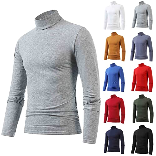 Herren Rollkragenshirt,Herren Longsleeve Rollkragenpullover Regular Fit Langarmshirts Rollkragen Pullover Baumwolle Elastisch Sweatshirt Unterzieh Einfarbig von Generic