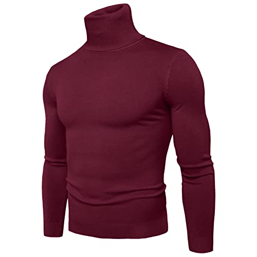 Herren Rollkragenshirt Einfarbig Langarm,Herren Longsleeve Rollkragenpullover Regular Fit Rollkragen Pullover Baumwolle Sweatshirt Unterzieh Elastisch von Generic