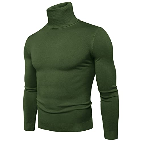 Herren Rollkragenshirt Langarm,Herren Longsleeve Rollkragenpullover Regular Fit Langarmshirts Rollkragen Pullover Baumwolle Sweatshirt Unterzieh Elastisch Einfarbig von Generic