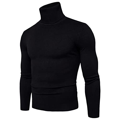Herren Rollkragenshirt Langarm,Herren Longsleeve Rollkragenpullover Regular Fit Langarmshirts Rollkragen Pullover Baumwolle Sweatshirt Unterzieh Elastisch Einfarbig von Generic