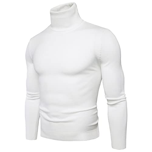 Herren Rollkragenshirt Langarm,Herren Longsleeve Rollkragenpullover Regular Fit Langarmshirts Rollkragen Pullover Baumwolle Sweatshirt Unterzieh Elastisch Einfarbig von Generic