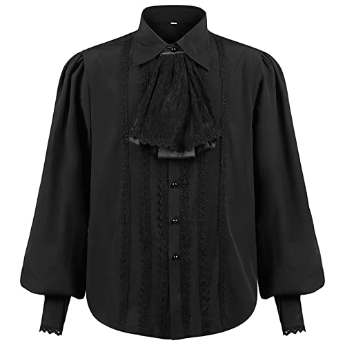 Herren Rüschenhemd Langarm Mittelalter Hemd Renaissance Gothic Shirt Steampunk Cosplay Kostüm von Generic