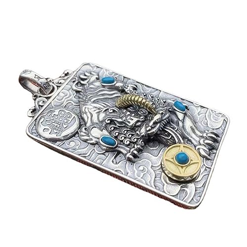Herren S925 Sterling Silber Einzigartige Persönlichkeit Chinesischer Stil Göttliches Tier Anhänger Halskette von Generic
