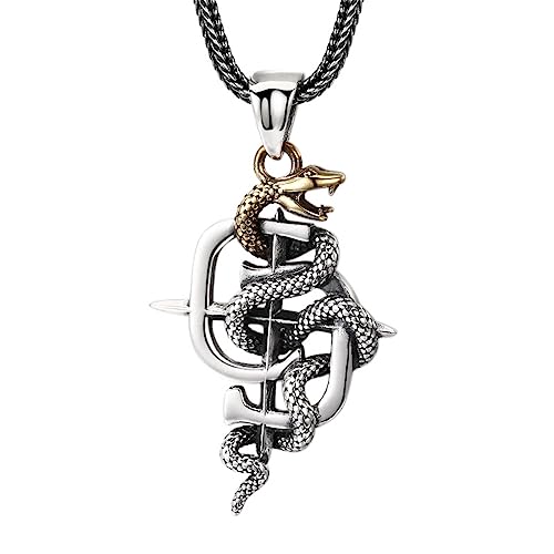 Herren S925 Sterling Silber Einzigartige Persönlichkeit Schlange Vintage Anhänger Halskette von Generic