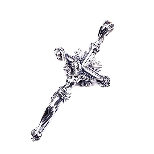 Herren S925 Sterling Silber Heiliges Licht Jesus Kreuz Anhänger, Heiliges Licht Jesus Kreuz Anhänger Halskette für Frauen von Generic