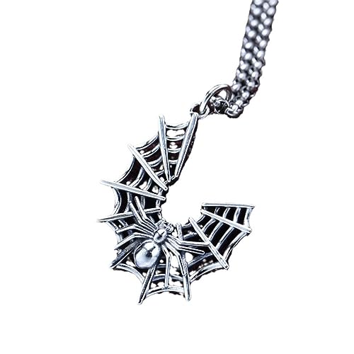 Herren S925 Sterling Silber Hip Hop Punk Personalisierte Spinnennetz Anhänger Halskette von Generic