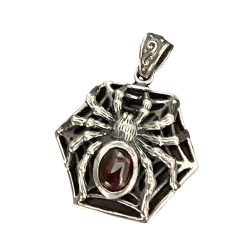 Herren S925 Sterling Silber Hip Hop Punk Vintage Spinne Edelstein Anhänger Halskette von Generic