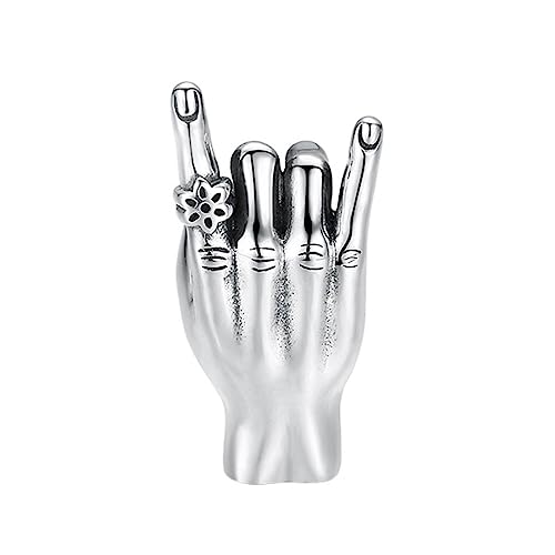 Herren S925 Sterling Silber Rock and Roll Gestenanhänger Personalisierte Hip Hop Punk Halskette von Generic