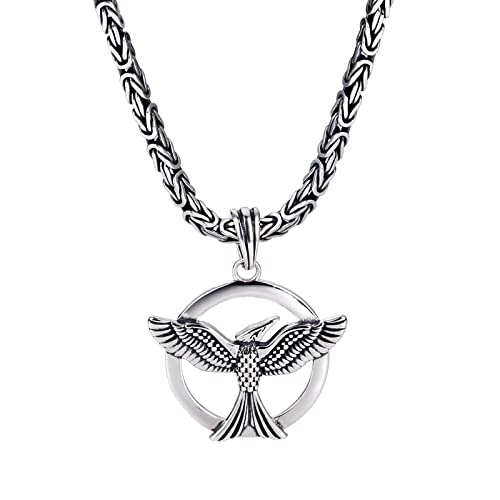 Herren S925 Sterling Silber Runde Phoenix Halskette Einfache Mode Stil Pullover Kette von Generic