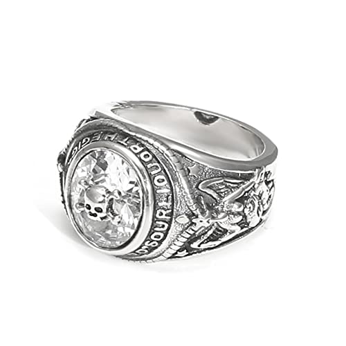 Herren S925 Sterling Silber Schädel Zirkonia Ring, Vintage Spinnenmuster Ring,Silber,8 von Generic