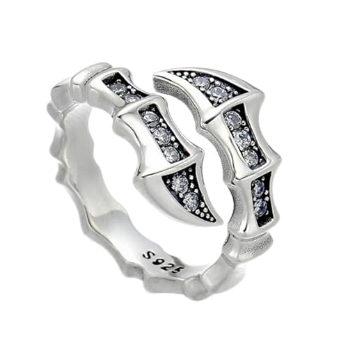 Herren S925 Sterling Silber Schlangenknochen Ring, Gothic Vintage verstellbarer offener Schlangenknochen Ring,Silber,12 von Generic