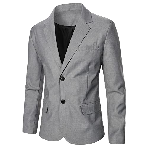 Herren Sakko Leinenstruktur Slim Fit Männer Blazer Modern Freizeit Sakko Leichte Jackett (05 Grau, L) von Generic