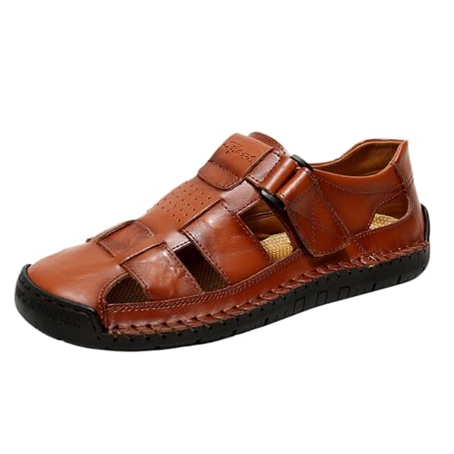 Herren Sandalen Bequeme Atmungsaktive Outdoor Sportsandalen Verstellbare Riemen Ideal für Wandern Spazierengehen Strandurlaub (Brown, 42) von Generic