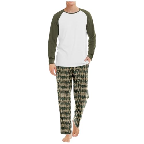 Herren Schlafanzug Lang Baumwolle Pyjama Langarm Shirt mit Tasche Pyjamahose Zweiteilig Set Nachtwäsche Lässige, Atmungsaktive Homewear Schlafanzug Herren lang Herren Schlafanzug Lang Baumwolle Pyjama Langarm Shirt mit Tasche Pyjamahose Zweiteilig Set Nachtwäsche Lässige, Atmungsaktive Homewear Schlafanzug Herren lang von Generic