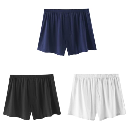 Herren Schlafanzughose Kurz Baumwolle Boxershorts Bottom Shorts Pyjamahose Loungehose Schlafhose Freizeithose Schlafshorts Elastischer Bund Unterhosen Unterwäsche von Generic