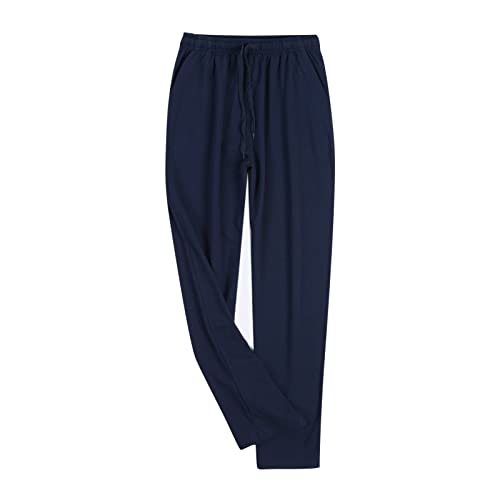 Herren Schlafanzughose Lang Schlafhose Pyjamaunterteil Pyjamahose Freizeithose Loungehose für Männer Einfarbige Pyjamahose Schlafhos Freizeithose Yogahose mit Taschen von Generic