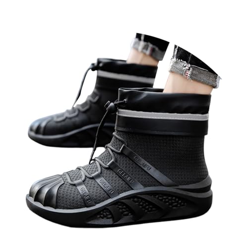 Herren Schneestiefel Winter Thermo wasserdichte Arbeitsschuhe mit Dämpfung für Outdoor Aktivitäten Freizeit (D-Black, 44) von Generic