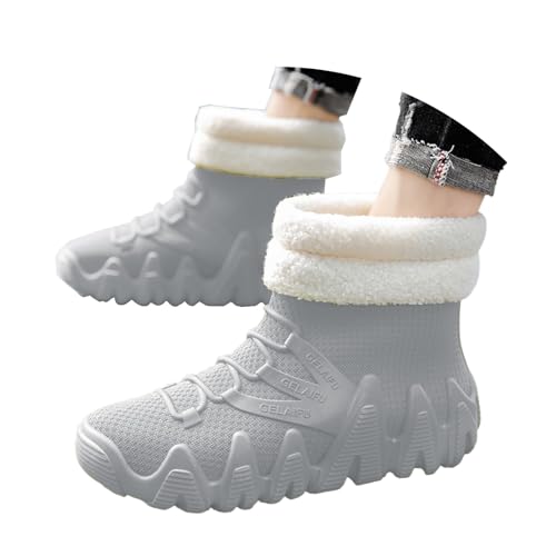 Herren Schneestiefel Winterstiefel wasserdichte warme Outdoor Wanderstiefel mit Rutschfester Sohle für Schneeaktivitäten Arbeit (E-Grey, 45) von Generic