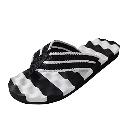 Herren Schuhe Flachboden Fischgrät Hausschuhe Flip Flops Mode Sommer Sandalen Flachboden Herren Flip Flops Strand Sandalen Geschlossene Herren Hausschuhe Mit Klettverschluss (White, 40) von Generic