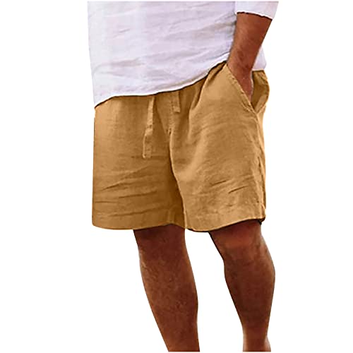Herren Shorts Sommer Baumwolle Kurz Hosen mit Gummizug Leicht Sommershorts Freizeithose mit Taschen von Generic