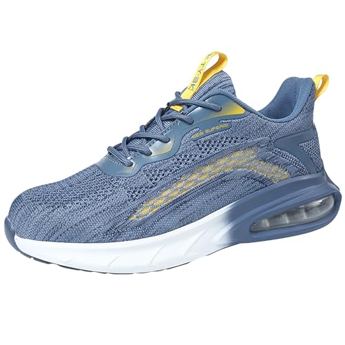 Herren Sicherheitsschuhe Mit Stahlkappe, Atmungsaktive Arbeitsschuhe Mit Leichter Stoßdämpfender Sohle Für BAU Und Industrie,Blau,43 EU von LVTFIYQX