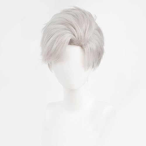 Herren Silber Grau Kurzes Haar Perücke Anime Cosplay Perücke Für Liebe Und Deepspace Qin Che Halloween Kostüm Perücke von Generic