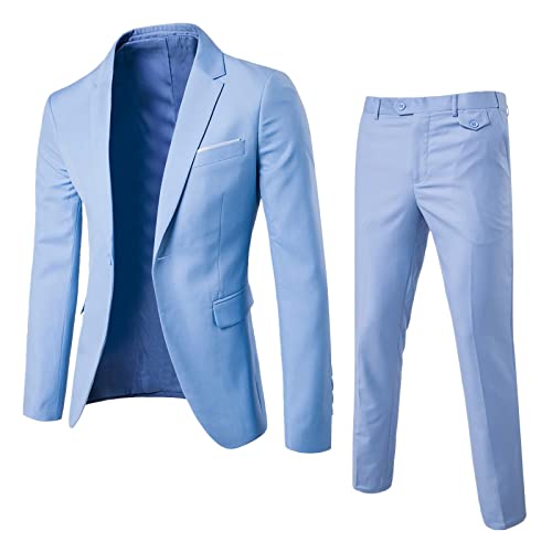 Herren Slim Fit 3 Teilig Anzüge Herrenanzug Sakko Regular Fit Anzüge für Hochzeit Business(Blau,4XL) von Generic