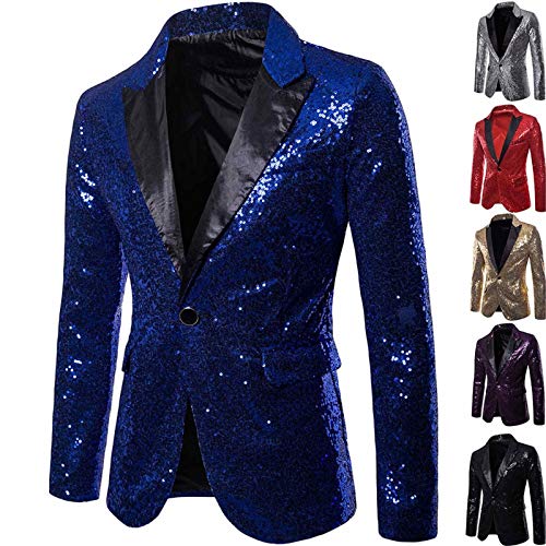 Herren Slim Fit Sakko Anzugjacke Freizeit EIN-Knopf Pailletten Glitter Anzug Jacke Karneval Kostüm für Hochzeit Party Festlich, Herren Slim Fit Sakko Anzugjacke Anzug für Hochzeit Party von Generic