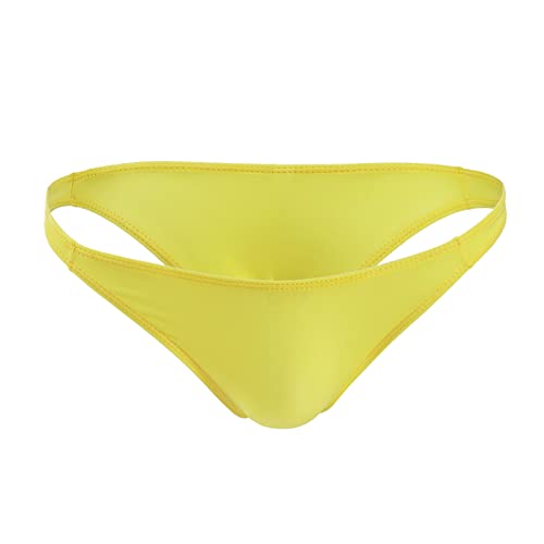Herren Slip Mini Unterhose Slips Männer String Tanga Stretch Unterwäsche Bequeme Weiche Tangaslip Low-Rise Sportunterwäsche Gelb Einheitsgröße von Generic