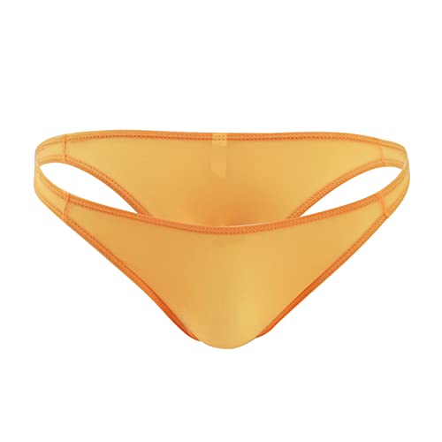 Herren Slip Mini Unterhose Slips Männer String Tanga Stretch Unterwäsche Bequeme Weiche Tangaslip Low-Rise Sportunterwäsche Orange Einheitsgröße von Generic