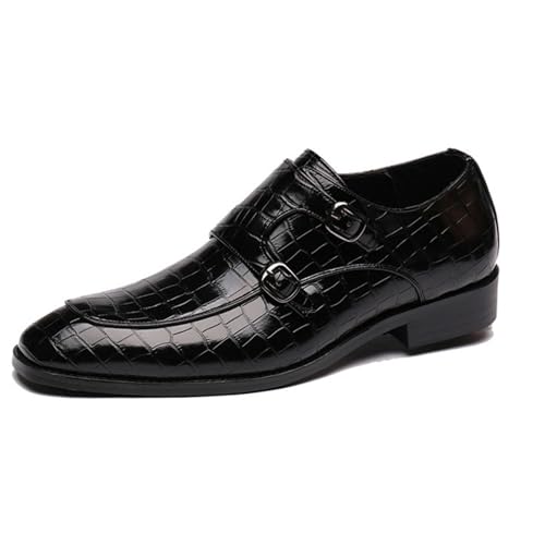 Herren Slip-On Leder Penny Loafers Mit Doppelschnalle Klassisch rutschfest Kleid Fahren Casual Mode Schuhe,Schwarz,38 EU von Generic