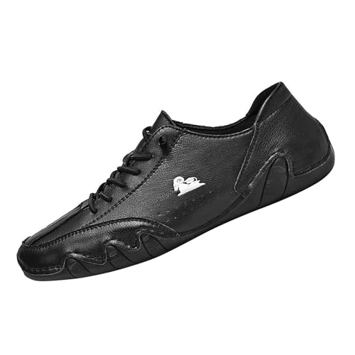 Herren Slipper Freizeitschuhe atmungsaktiv flach bequem Alltagsschuhe mit Rundkappe für lässigen Komfort (Black, 37) von Generic