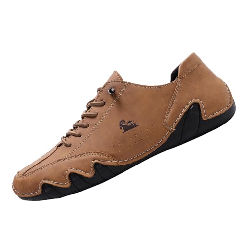 Herren Slipper Freizeitschuhe atmungsaktiv flach bequem Alltagsschuhe mit Rundkappe für lässigen Komfort (Brown, 50) von Generic