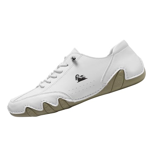 Herren Slipper Freizeitschuhe atmungsaktiv flach bequem Alltagsschuhe mit Rundkappe für lässigen Komfort (White, 47) von Generic