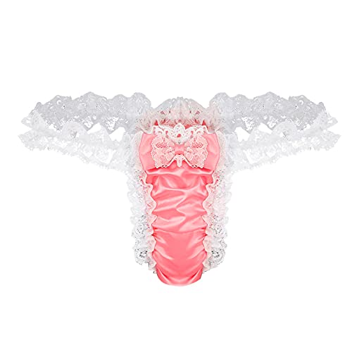 Herren Slips Strings Herren Sexy Herren Dessous Seidig Spitze Slip Sissy Pouch Crossdress Höschen G-String Unterhosen Bikini Erotisch String Tanga Unterwäsche für Mann Herren Slips Low Rise von Generic