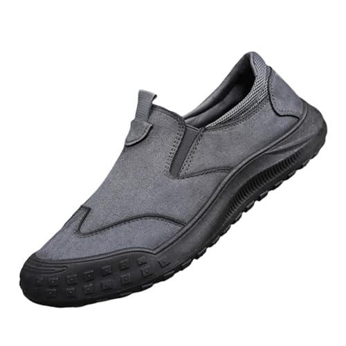 Herren-Sneaker, flach, rund, ohne Schnürsenkel, Wanderschuhe, atmungsaktiv, Sportschuhe, Laufen, rutschfest, modisch, große Größe, bequeme Sneakers, grau, 41 EU Herren-Sneaker, flach, rund, ohne Schnürsenkel, Wanderschuhe, atmungsaktiv, Sportschuhe, Laufen, rutschfest, modisch, große Größe, bequeme Sneakers, grau, 41 EU von Generic