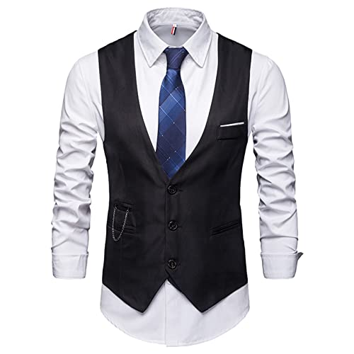 Herren Solide Anzugweste Britische Slim Fit Große Formale Weste Herren Schuhe Blau Real Anzug Blau von Generic