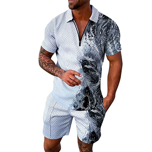 Herren Sommer Anzug Elegant Mode Sportlich Stilvolle Weicher Bequemer suit Büro Active Freizeithemd Leicht und Hose/Shorts 3D-Digitaldrucken Stretch Bund Anzüge Anzugtaschen von Generic