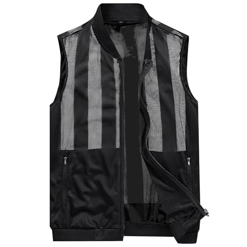 Herren Sommer Mesh Radfahren Reise Reißverschluss Weste Sommerweste Ärmellose Jacke Stehkragen Softshell Fahrradweste Wasserdicht Winddicht Sportweste Ultra Leichtgewicht Für Radfahren von Generic