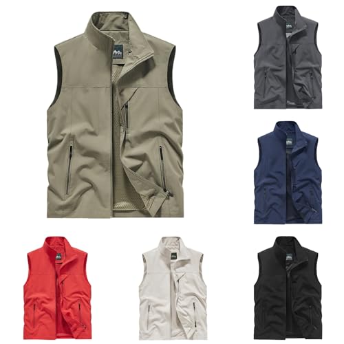 Herren Sommer Outdoor Weste Leichte Ärmellose Weste mit Reißverschlusstaschen Lässig Funktionsweste Jagd Camping Fotografie Wandern Weste von Generic