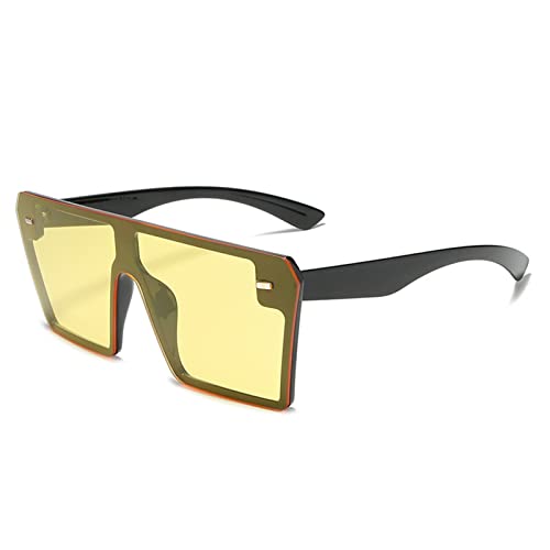 Herren Sonnenbrille Mit Großem Rahmen, Quadratisch, For Den Außenbereich, For Fahrer, Strand, Autofahren, Damen(Yellow) von Generic