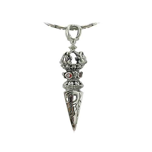 Herren Stelring Silber Weizenkette Thai Silber Vintage Vajra Stößel Amulett Anhänger Halskette von Generic